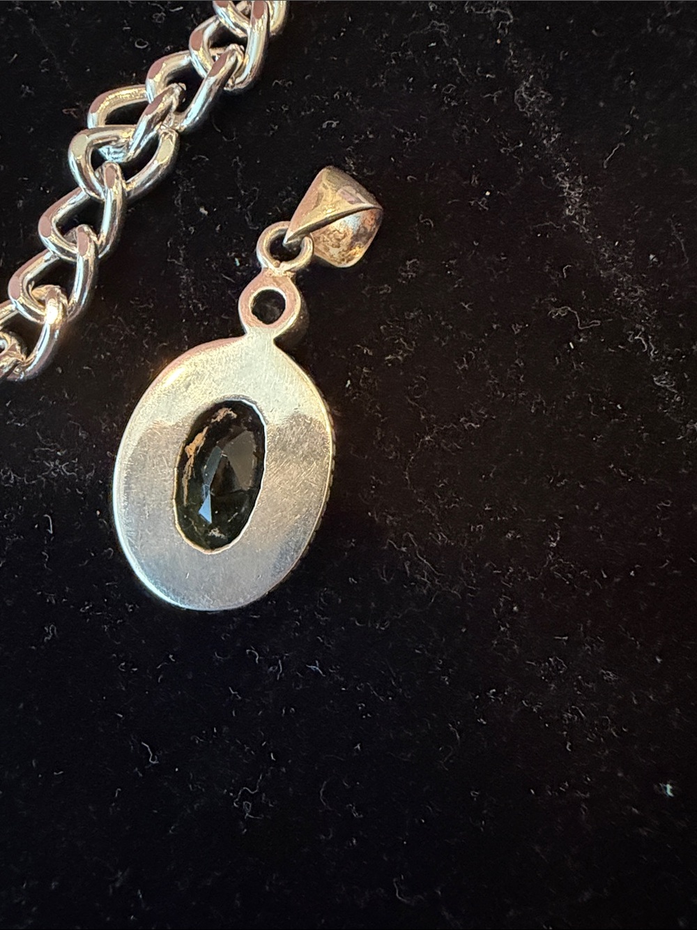 Sterling Silver Blue Aquamarine Oval Pendant - Picture 3 of 3